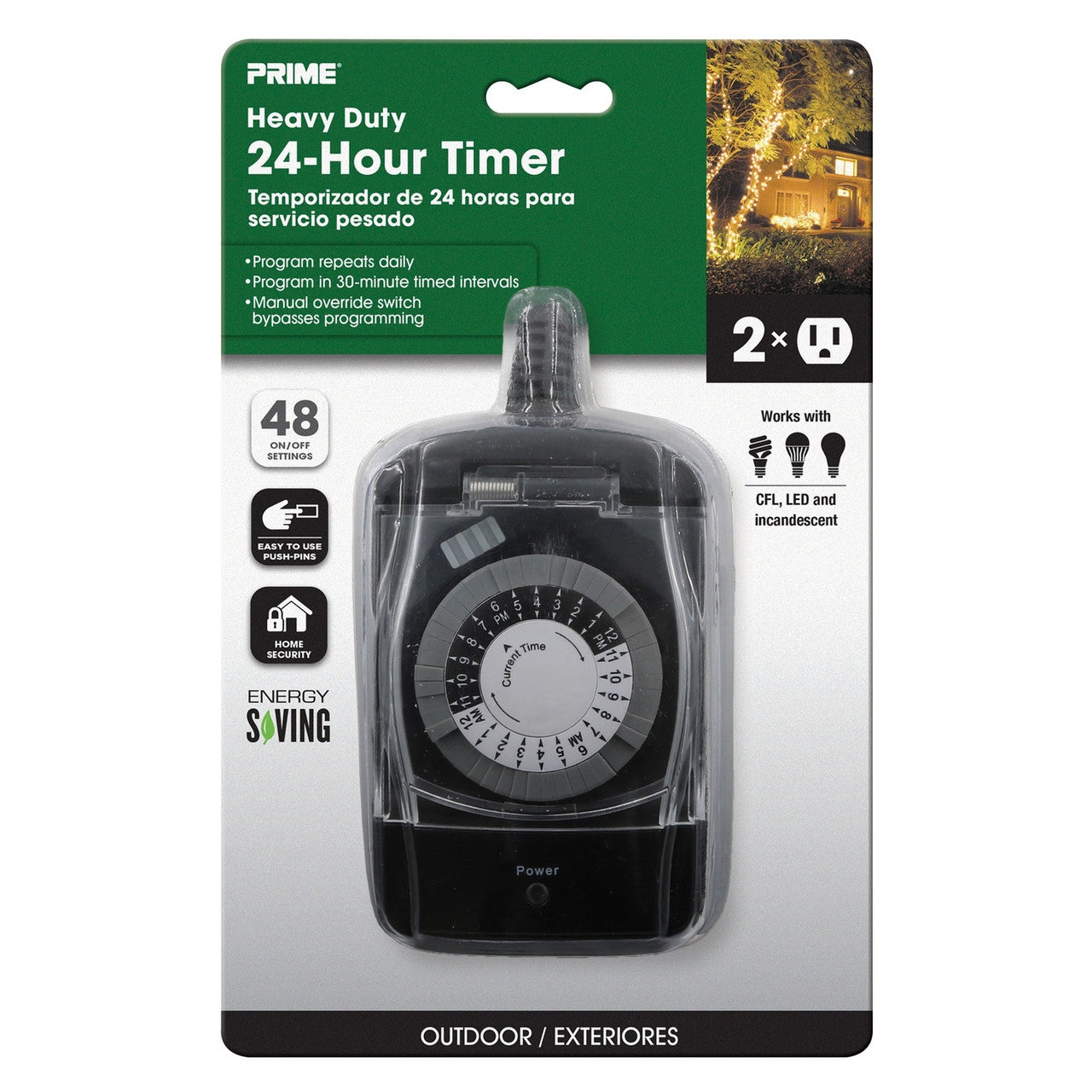 outdoor 24 hour mechanical timer with two grounded outlets black automatic lighting control timer sensor