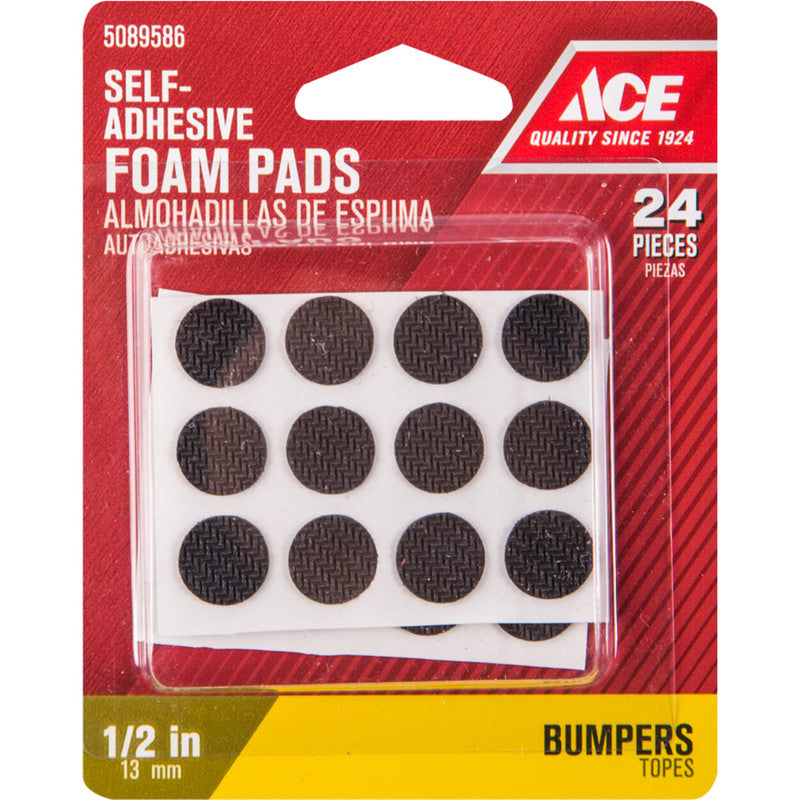 ace foam self adhesive non-skid pads black round 1/2 in. w 24 pk caster glide floor pad furniture hardware
