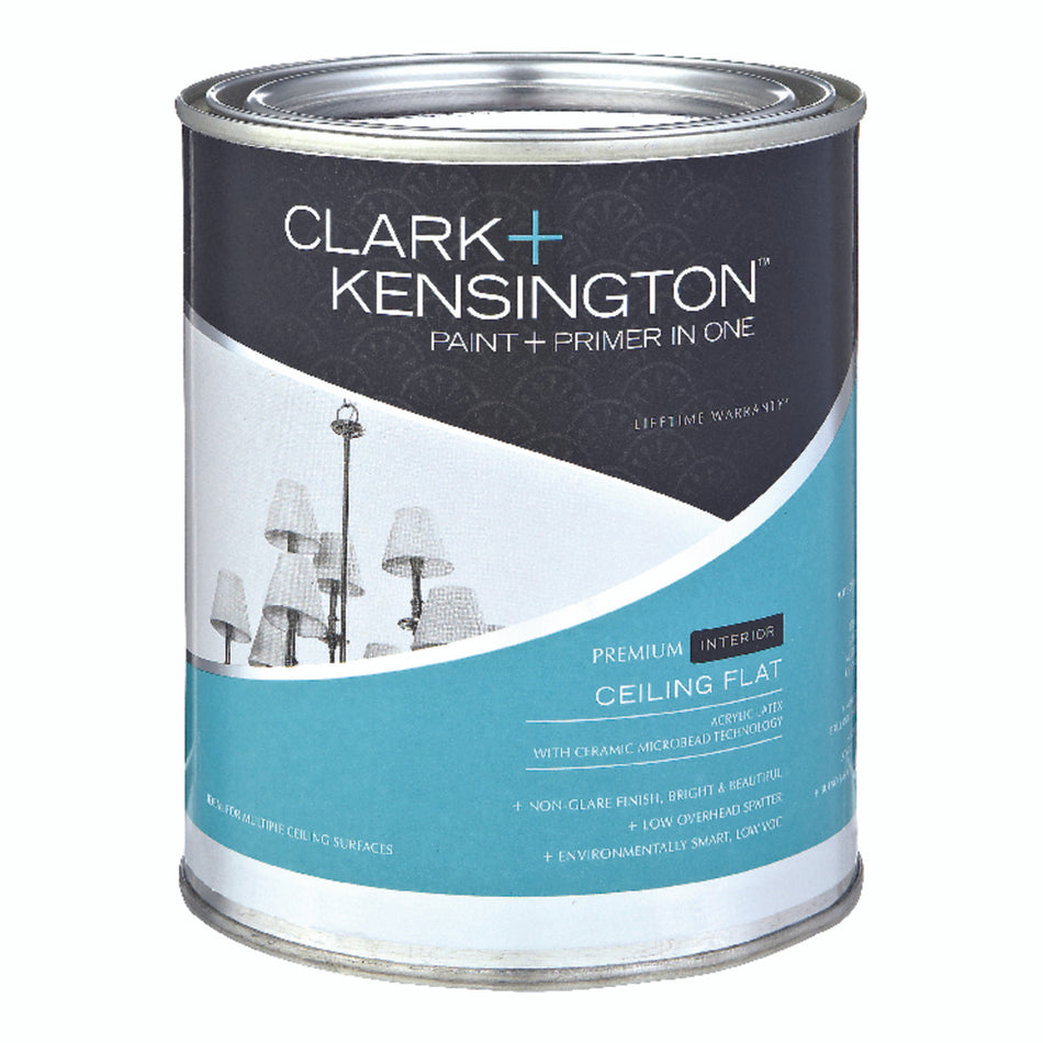 Clark+Kensington Ace Flat White Acrylic Latex Ceiling Paint and Primer in One Indoor 1 qt.