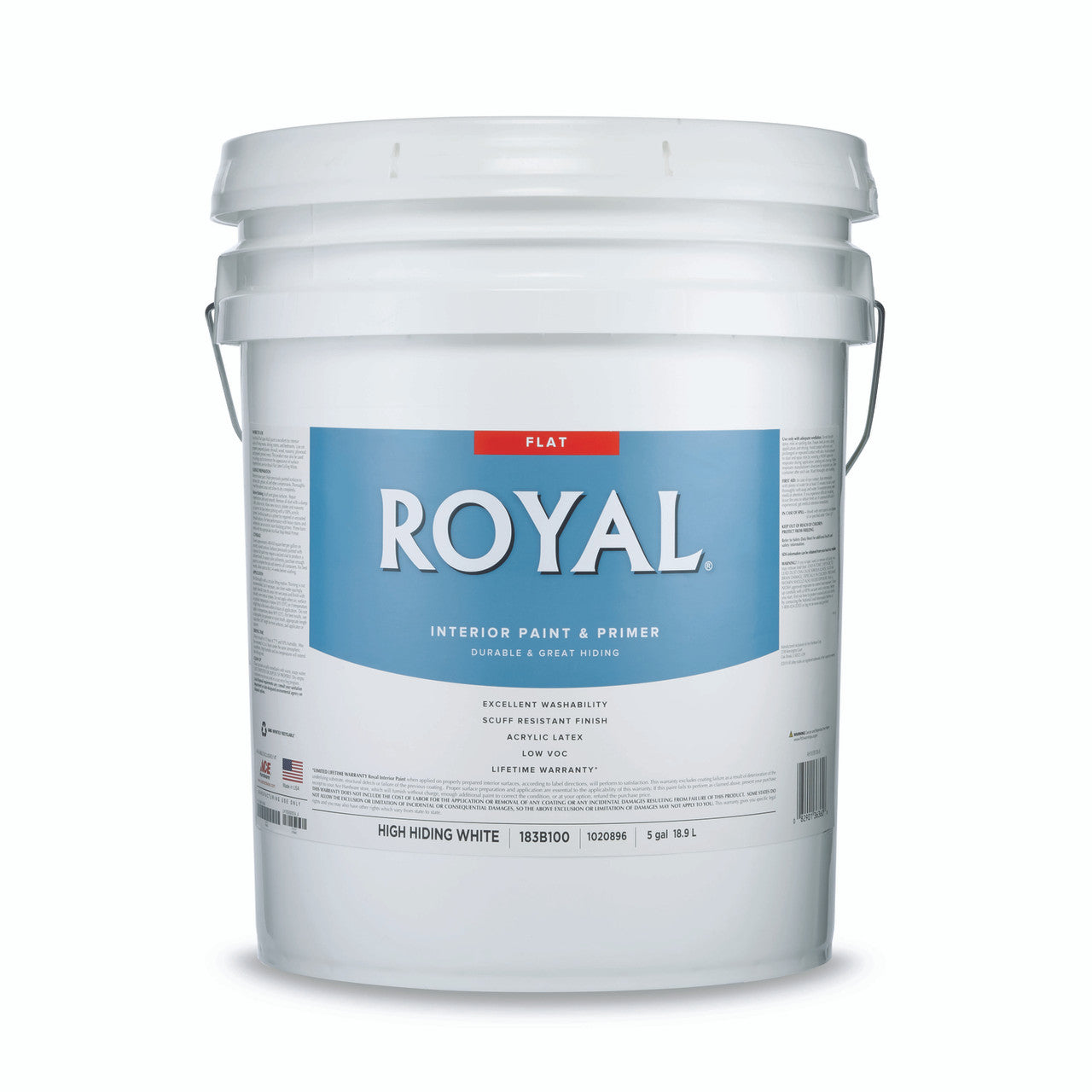 royal flat high hiding white acrylic latex paint and primer indoor 5 gal. paint accessory tool surface preparation