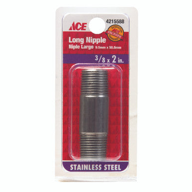 Ace 3/8 In. Mpt X 2 In. L Stainless Steel Nipple