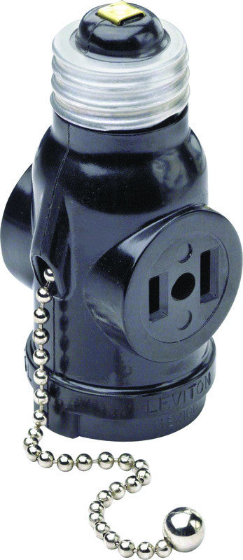LAMP HOLDER PULL CHAIN 2 RECEPTICAL BLACK