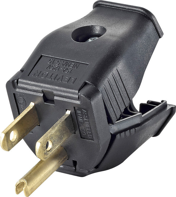 HINGED PLUG 15 AMP BLACK