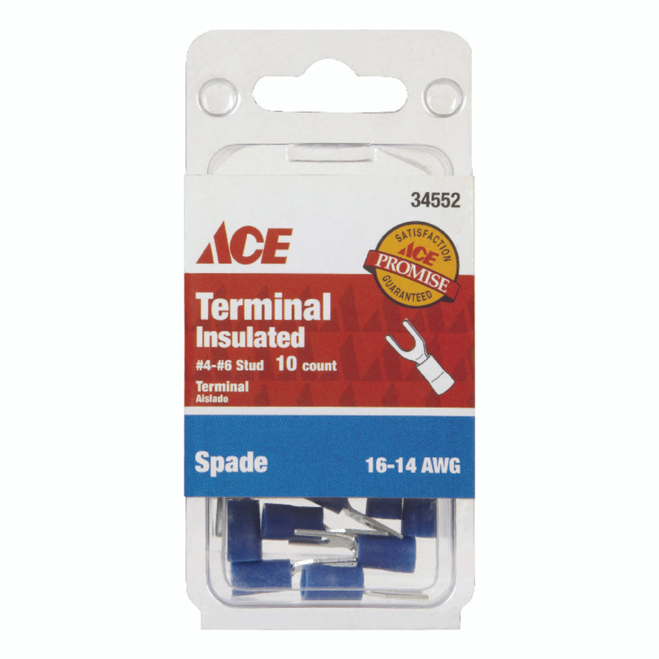 TERMINAL SPADE 16-14 AWG 4-6 STUD 10 PACK