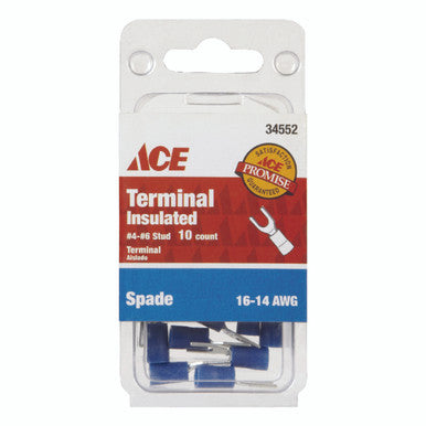 Terminal Spade 16-14 AWG 4-6 Stud 10 Pack
