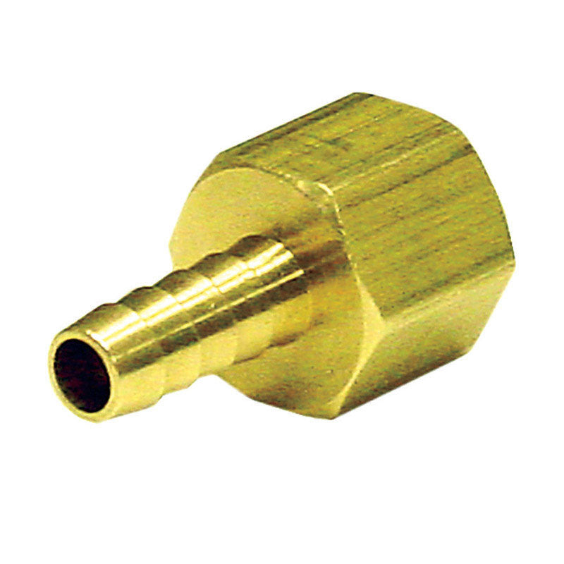 JMF yellow brass hose barb adapter 3/8 x 1/2