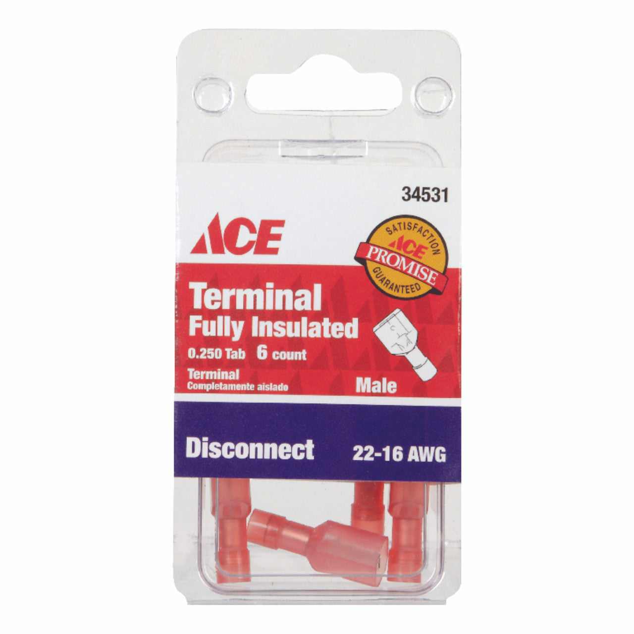 male disconnect 22-16 AWG insulated crimp wire connector