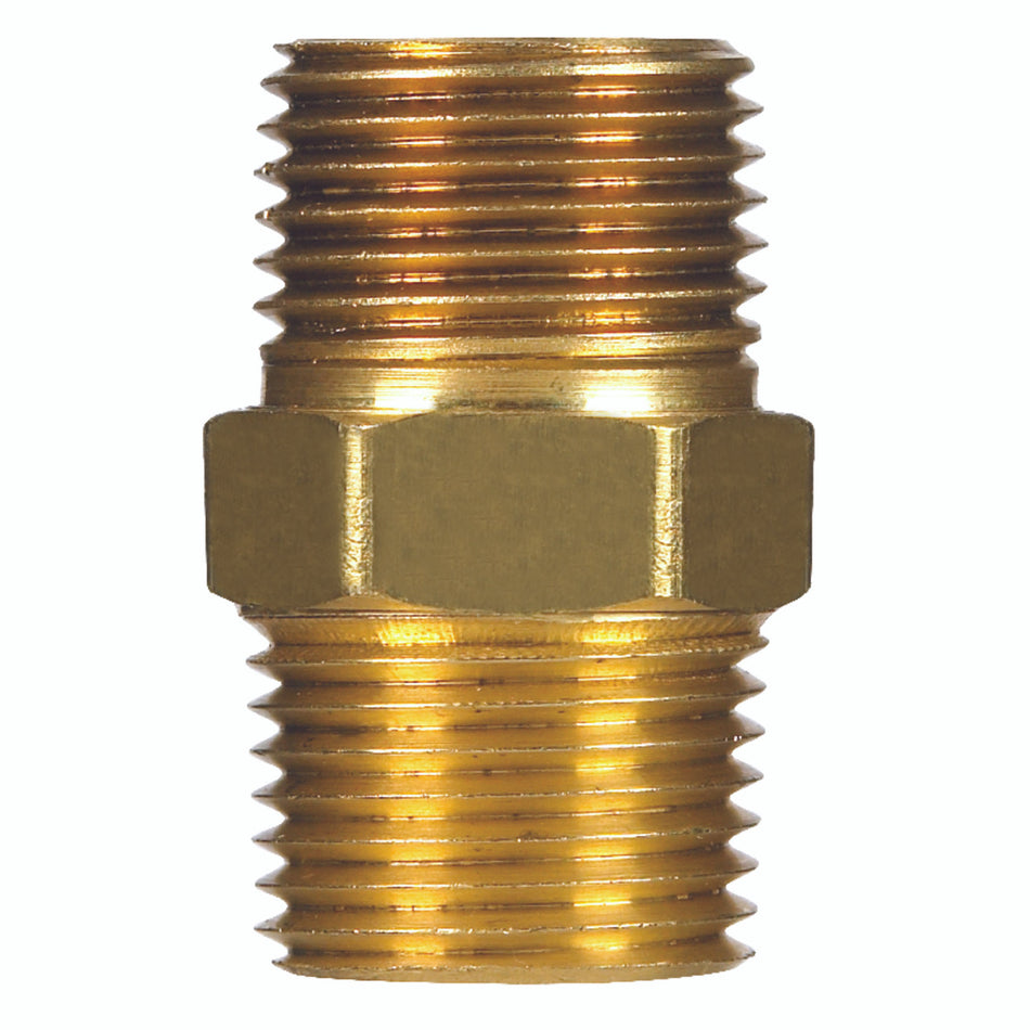 JMF 1/8 in. MPT Yellow Brass Hex Nipple