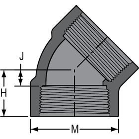 Schedule 80 gray PVC 45 degree elbow  FPT industrial