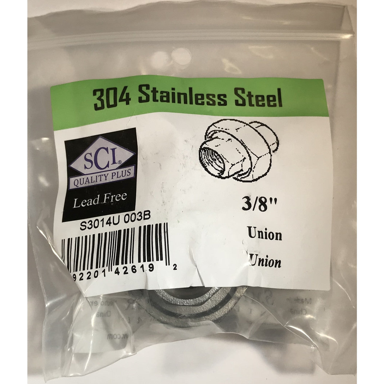 Smith-Cooper stainless steel tee 3/8 NPT threaded industrial