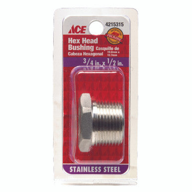 Smith-Cooper 3/4 in. MPT x 1/2 in. Dia. FPT Stainless Steel Hex Bushing