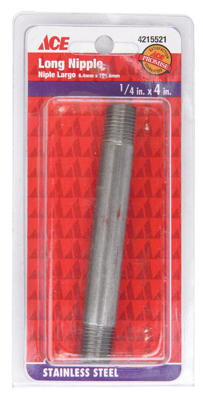 ace 1/4 in. mpt x 4 in. l stainless steel nipple plumbing pipe tee