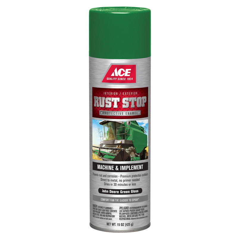 Ace Rust Stop Gloss John Deere Green Protective Enamel Spray 15 ounce