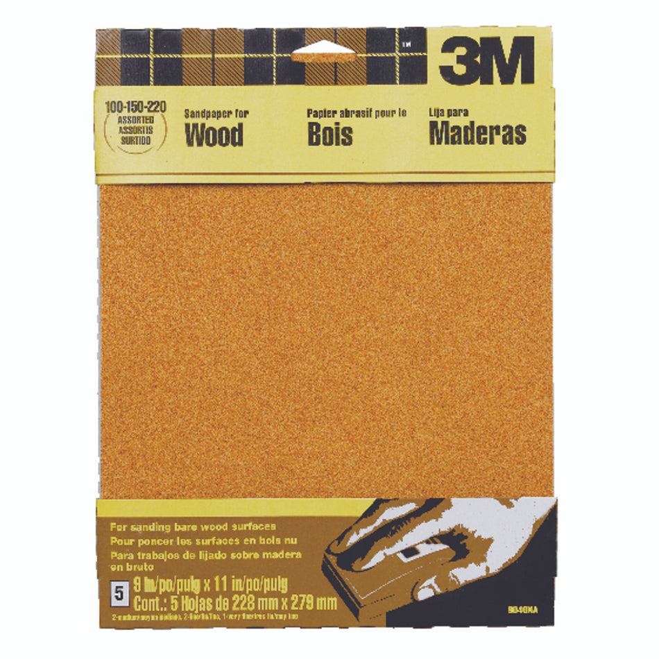 SAND PAPER 9 X 11 GARNET ASSORTED 5 PACK