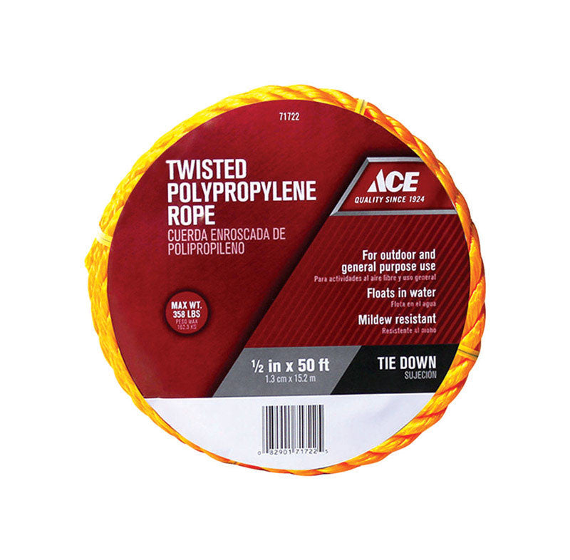 polypropylene rope twine 1/2 in. 50 ft. utility