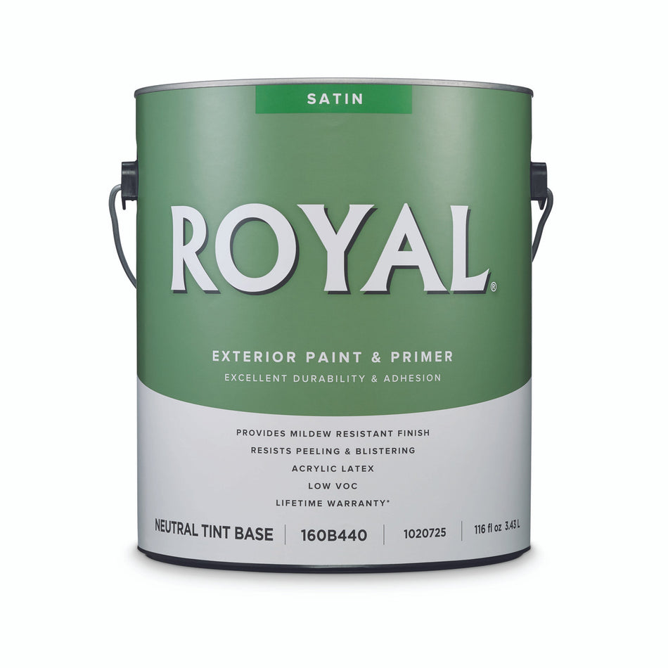Royal Satin Neutral Base Acrylic Latex Paint + Primer Outdoor 1 gal.