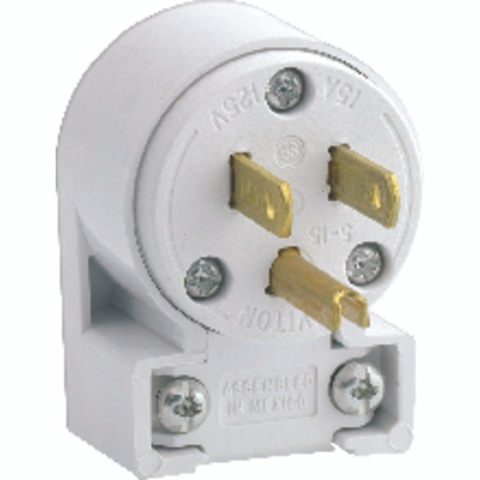ANGLE GROUND PLUG 15 AMP WHITE
