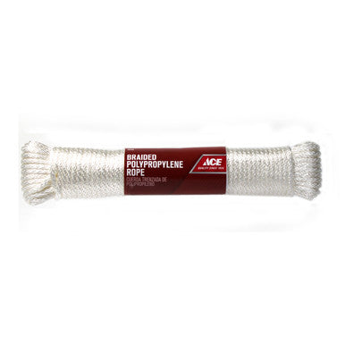 Ace 1/4 in. Dia. x 100 ft. L White Braided Poly Rope
