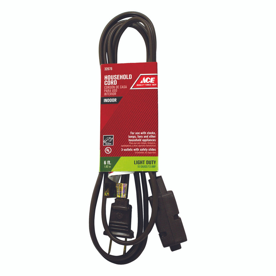 CORD EXTENSION 16/2 SPT 2 6 FOOT BROWN