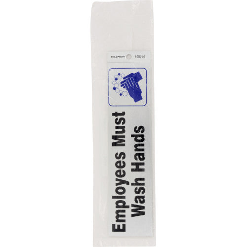 adhesive employees must wash hands sign (2" x 8") facility sign safety identification