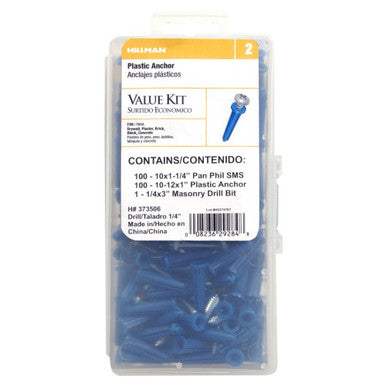 Blue Conical Plastic Anchor Kits #10-12 Pan Phillips