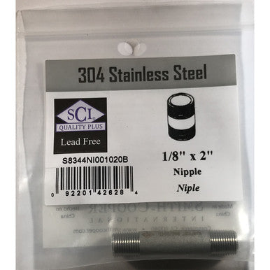 Smith-Cooper 1/8 in. MPT x 2 in. L Stainless Steel Nipple