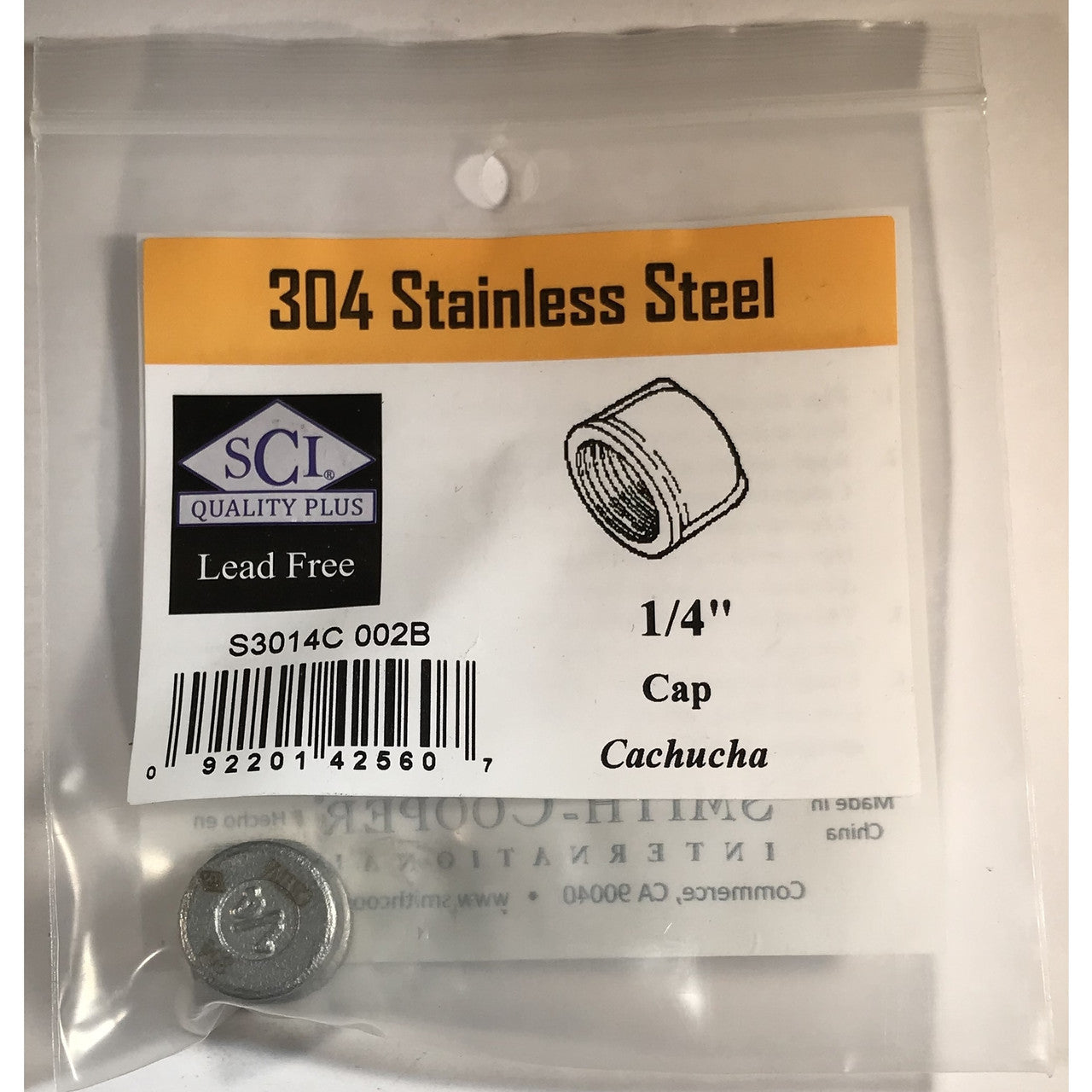 Smith-Cooper stainless steel tee 1/4 NPT threaded industrial