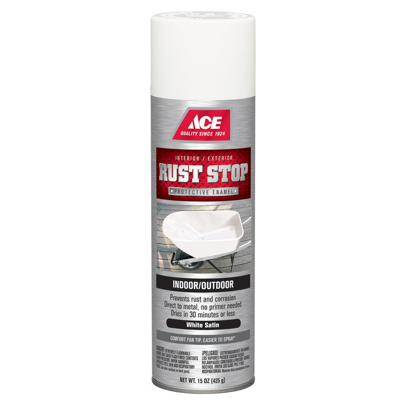 Ace Rust Stop Satin White Spray Paint 15 ounce