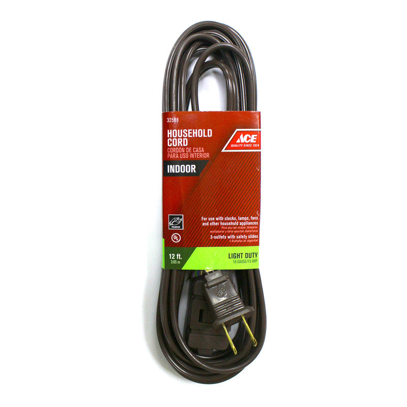 cord extension 16/2 spt 2 brown 12 foot 16/2 12 ft. extension cord