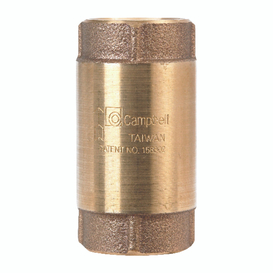 Campbell 1 in. Dia. x 1 in. Dia. Red Brass Spring Loaded Check Valve