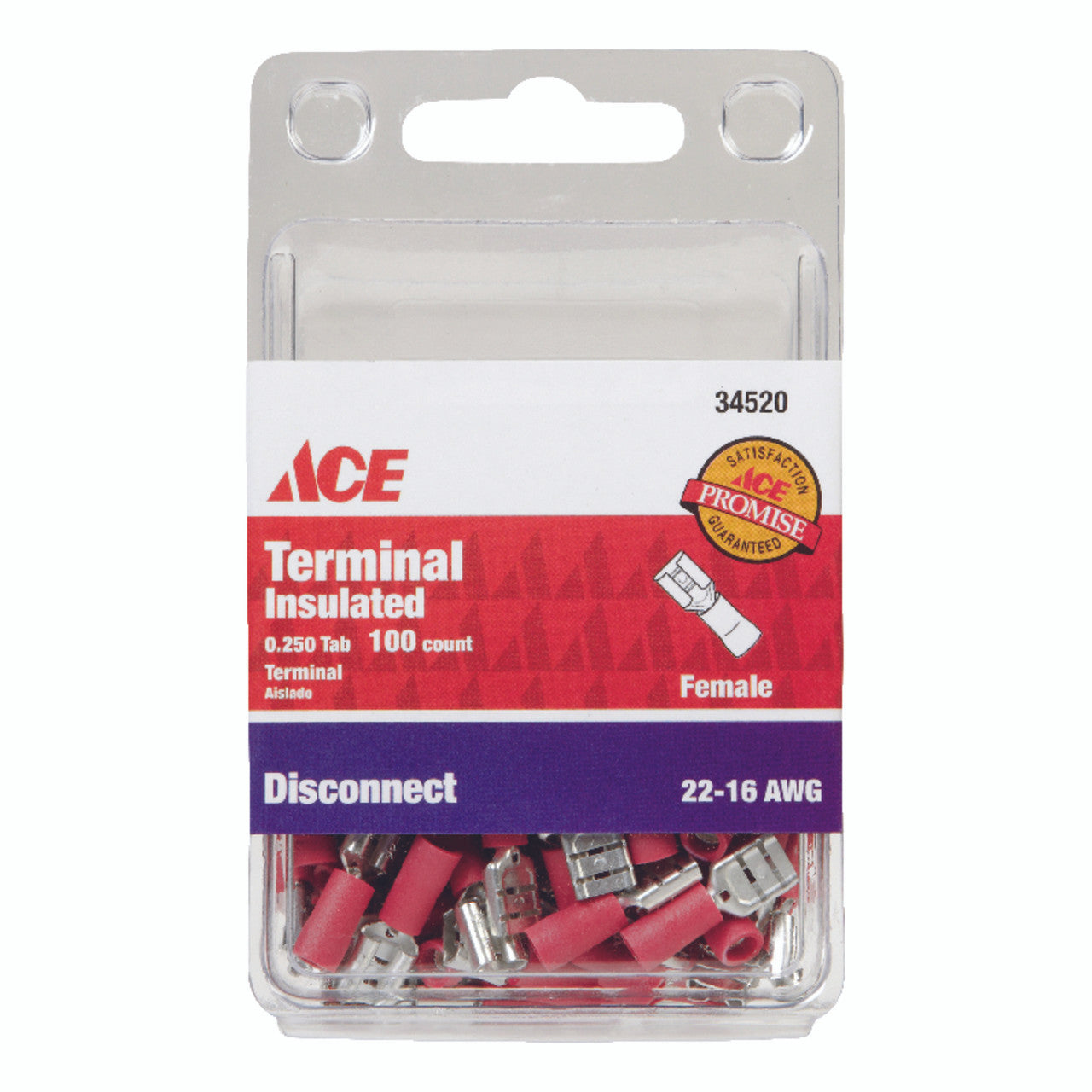 female disconnect 22-16 AWG insulated crimp wire connector