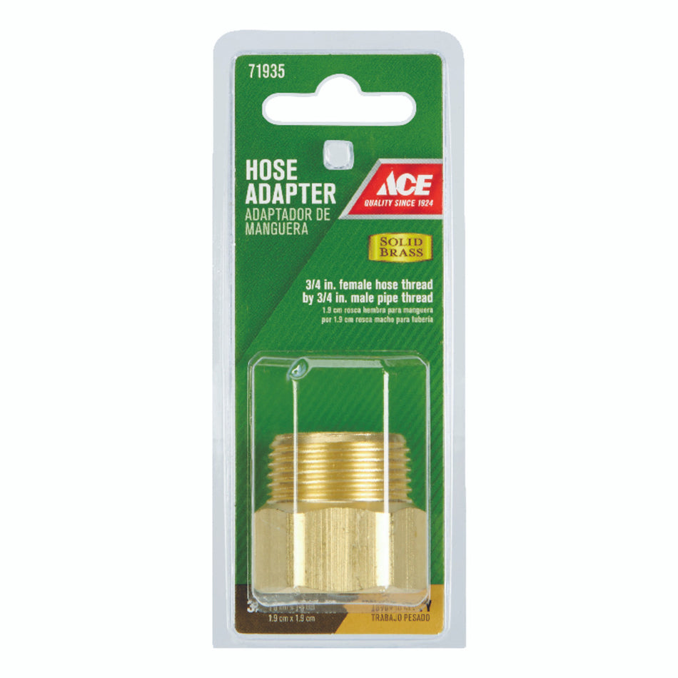 Ace 3/4 in. FHT x 3/4 in. MPT Brass Threaded Female/Male Hose Coupling