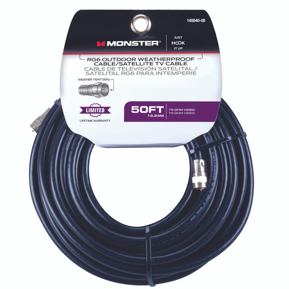 CABLE COAXIAL RG6 50 FOOT BLACK