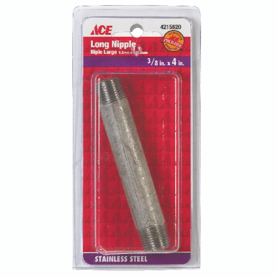 Ace 3/8 in. MPT x 4 in. L Stainless Steel Nipple