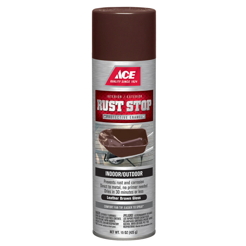 Ace Rust Stop Gloss Leather Brown Spray Paint 15 ounce