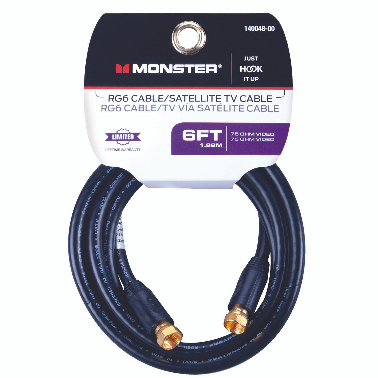 coaxial rg6 cable 6 ft. audio video data