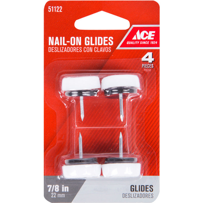 shepherd hardware prod white 0.88 in. nail-on nylon/plastic cushioned glide 4 pk caster glide floor pad furniture hardware