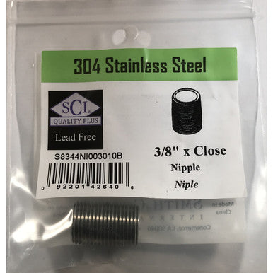 Smith-Cooper 3/8 in. MPT Stainless Steel Close Nipple