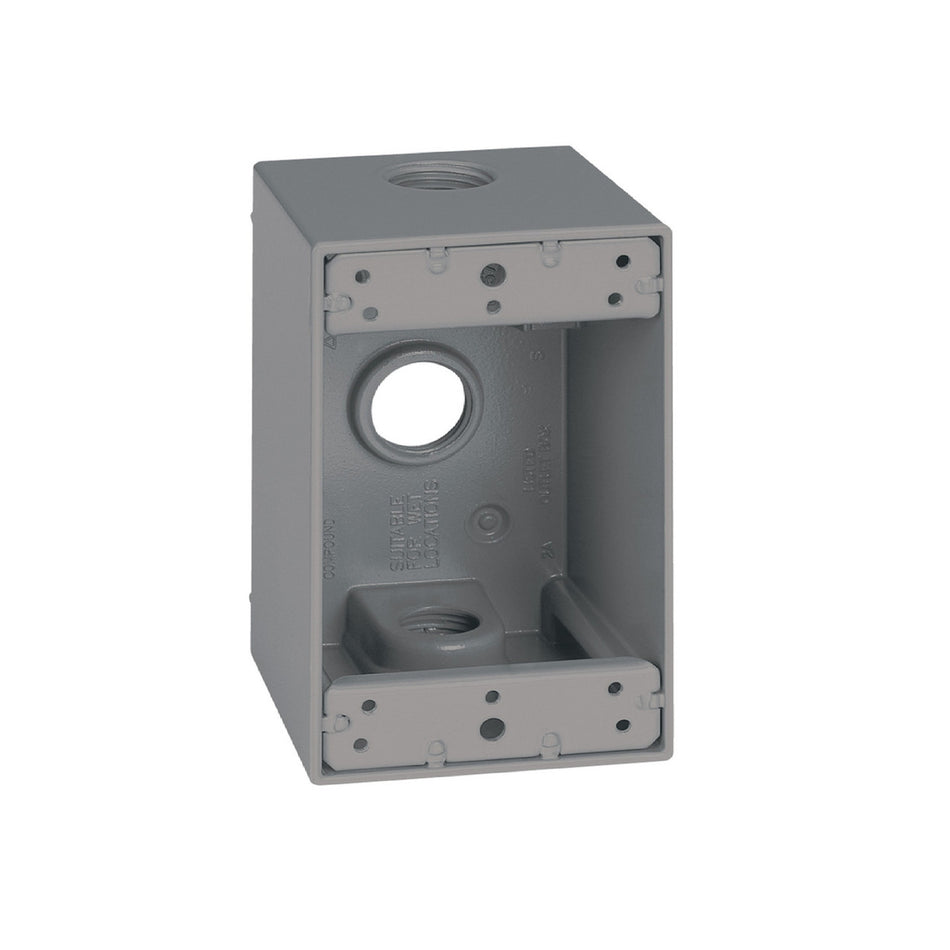 OUTLET BOX DUPLEX 1 GANG 1/2 GRAY