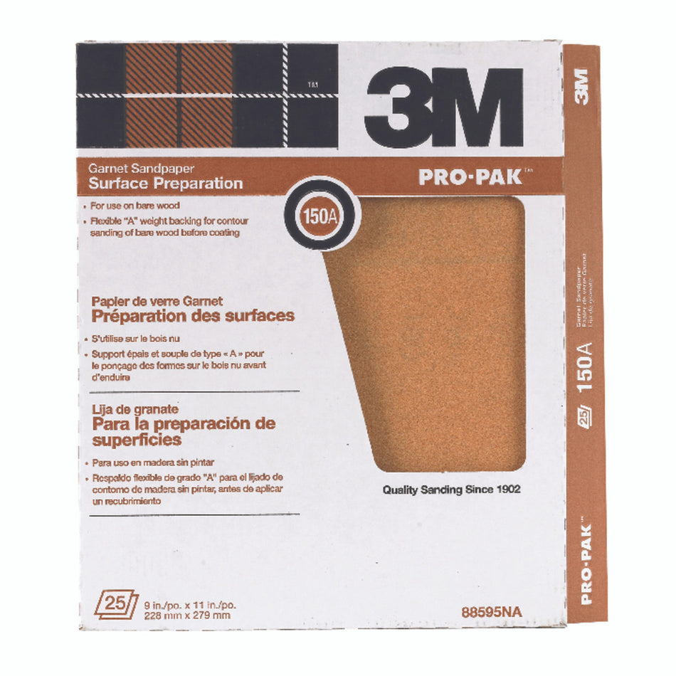 SAND PAPER 9 X 11 GARNET 150A 3M 100