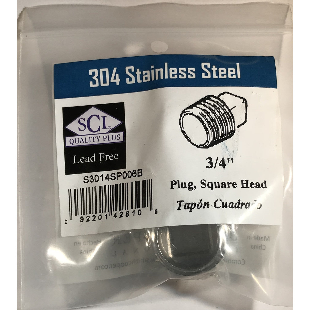 Smith-Cooper stainless steel tee 3/4 NPT threaded industrial