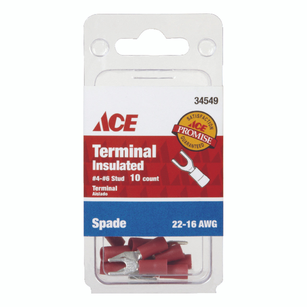 spade terminal 22-16 AWG insulated crimp wire connector