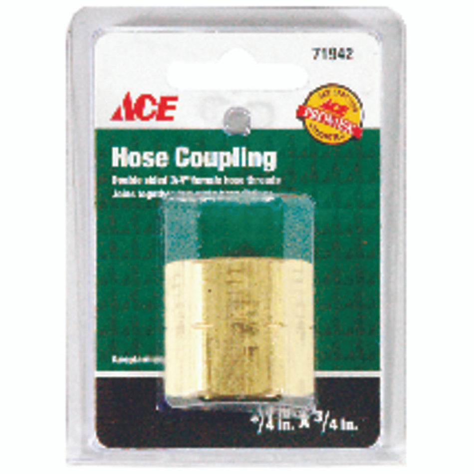Ace 3/4 in. FHT x 3/4 in. FHT Brass Threaded Female Hose Adapter