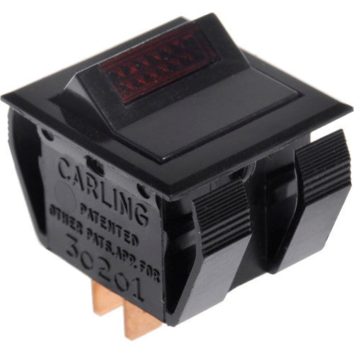 dpst light rocker switch w/ red lens (16.1 amp-125/250 volt electrical switch 16.1 Amp / 250V