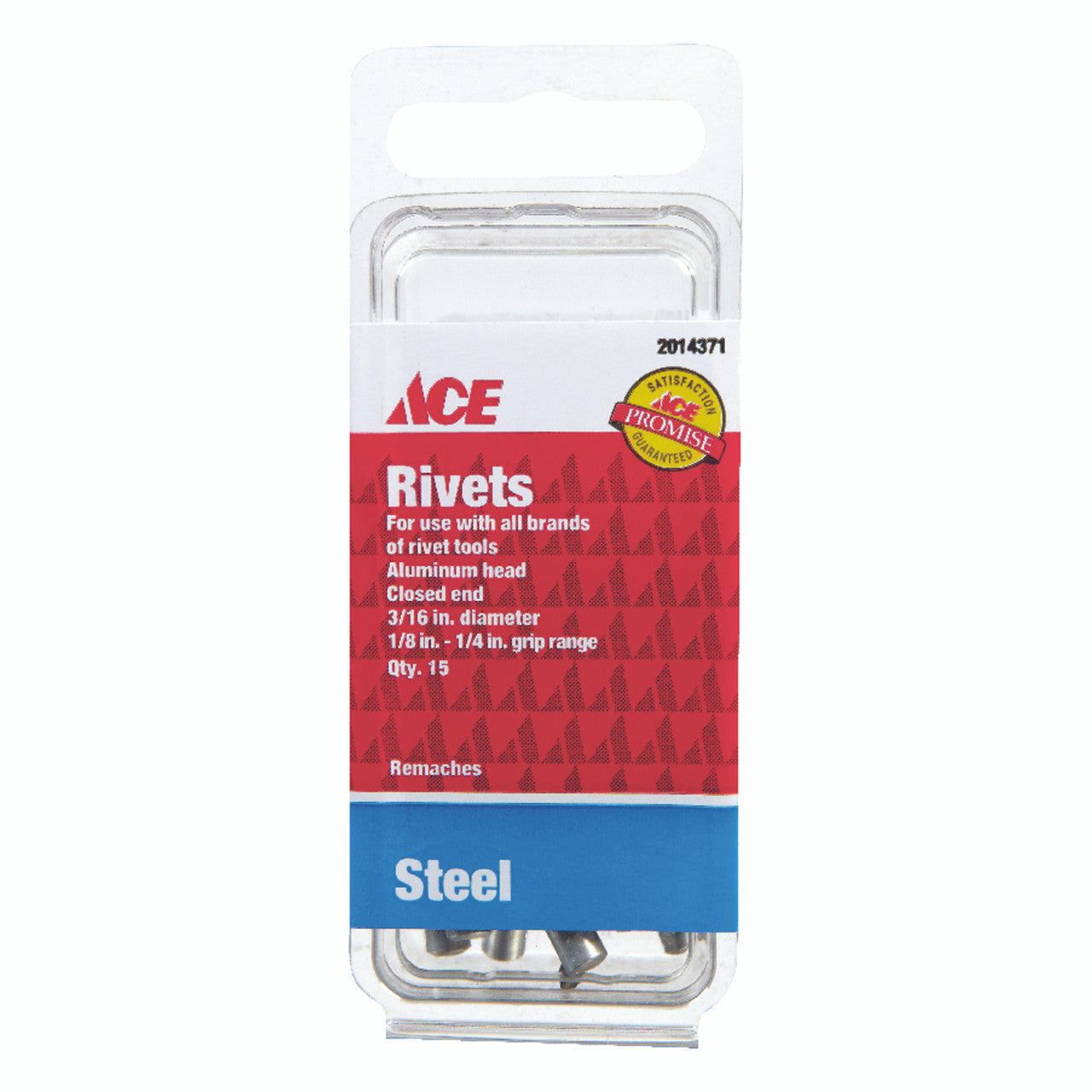 Ace Rivet Ace 3/16 in. Dia. x 1/4 in. Steel Rivets Silver 15 pk | Miller Industrial