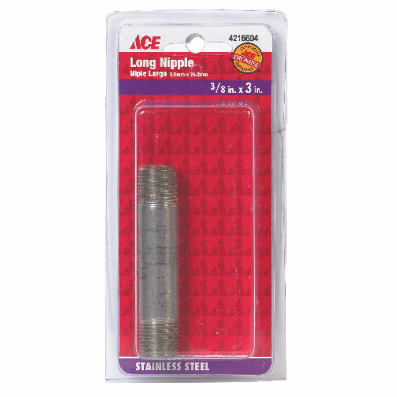 ace 3/8 in. mpt x 3 in. l stainless steel nipple plumbing pipe tee