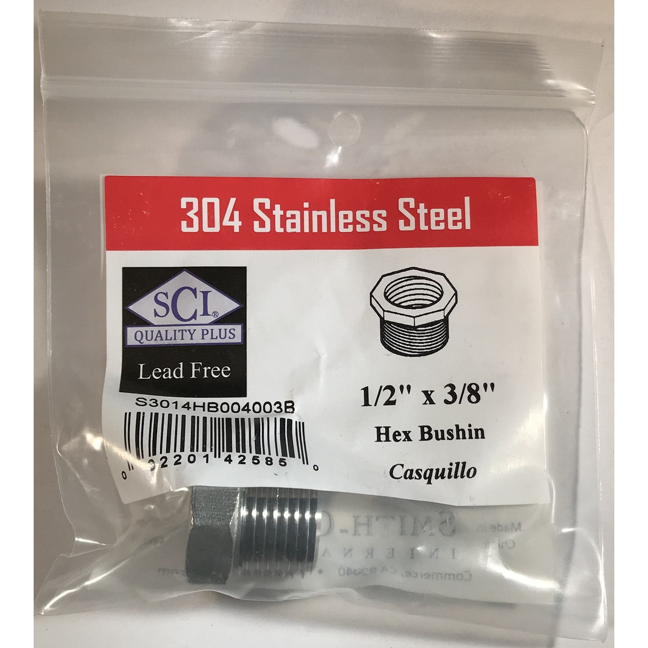 Smith-Cooper stainless steel tee 1/2 NPT threaded industrial