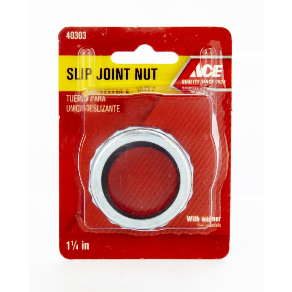 Ace 1-1/4 in. Dia. Chrome Chrome Slip Joint Nut and Washer 1 pk