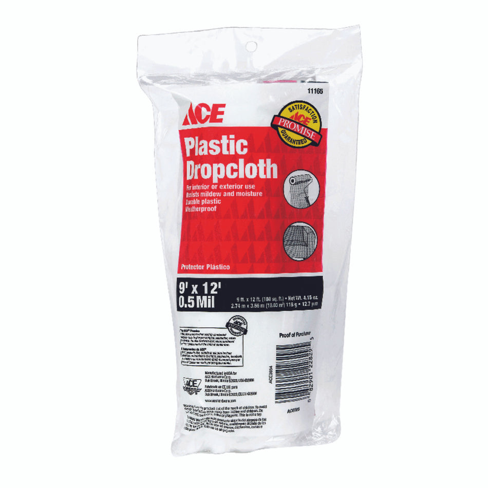 ACE 9 ft. W x 12 ft. L x 0.5 mil Plastic Drop Cloth 1 pk