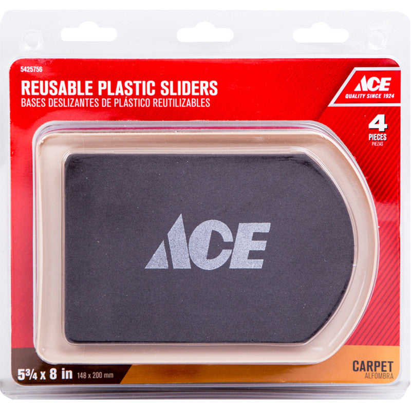 ace plastic slide glide brown rectangle 5-3/4 in. w x 8-1/4 in. l 4 pk caster glide floor pad furniture hardware